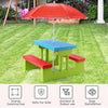 Indoor & Outdoor Colorful Picnic Table and Benches w/Removable Umbrella-Red
