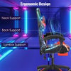 Gaming Chair with Bluetooth Speakers RGB LED Lights & Reclining Footrest Eyqqblb