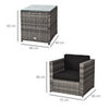 2 Seater Rattan Sofa Furniture Set with Cushions Steel Frame - Grey