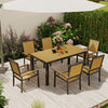 6 Seater Aluminium Garden Dining Set with Stackable Chairs, Natural