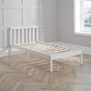 Single Pine Solid Wood Bed 3ft White Low End Slatted Base Furniture Headboard