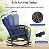 Outdoor Wicker Rocking Chair Patio Rattan Rocker w/ Cushions Navy