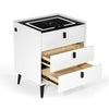 LED Bedside Table Wireless USB Charging High Gloss Smart Nightstand Organizer