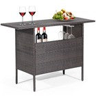 All Weather Patio Bar Height Table with 2-Rail metal Stemware Racks