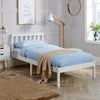 Single Pine Solid Wood Bed 3ft White Low End Slatted Base Furniture Headboard