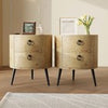 Round Side Table with Drawers Night Stand Storage Accent End Table Bedside Table