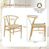 Wishbone Dining Chair Set of 2 Modern Weave Armchairs-Natural