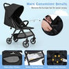 Foldable Toddler Stroller with Adjustable Backrest & Canopy-Black