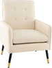 Comfy Modern Tufted Armchair, Linen Upholstered Accent Chair with Metal Legs