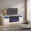 White 70inch TV Stand Unit Cabinet with Electric Fireplace & 12 Colour LED Light