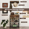 Shoe Storage Organizer 5-Tier Shoe Rack with Hooks & Drawers-Brown