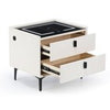 LED Bedside Table with 2 Drawers Wireless Charging Side Cabinet Nightstand White