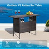 All Weather Patio Bar Height Table with 2-Rail metal Stemware Racks