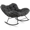 Indoor Outdoor Rocking Chair Oversized Egg Papasan Chair-Grey