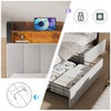 Double Size Bed Frame Metal Bed Platform LED Lights Headboard & 4 Storage Drawer