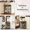 Shoe Storage Organizer 5-Tier Shoe Rack with Hooks & Drawers-Brown