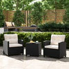 Rattan Conversation Set 3 Piece Patio Furniture Set w/ Back Cushions-White