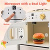 Toy Kitchen Set Kids Pretend Play Kitchen with Lighted Microwave-White