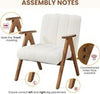 Set of 2 Boucle Accent Armchair Mid Century Lounge Chair Solid Wood Legs White