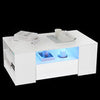Coffee Table with LED Square High Gloss White Storage Tea Table for Living Room