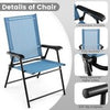 Set of 2 Patio Outdoor Portable Sling Back Chairs Folding Dining Chairs Blue