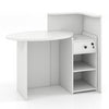 Reception Desk Front Counter Desk w/ Lockable Drawer & Adjustable Shelf-White