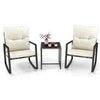 Wicker Patio Furniture Set 3-Piece Rocking Bistro Set Porch Chair Set