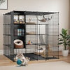 Large Cat Cage Indoor Catio Cat Enclosures 4 Tier Kennel Metal Playpen w/Hammock