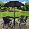 6pc Outdoor Furniture Set Dining Table Patio Deck 4 Chairs & Parasol Black