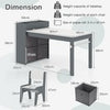 Kids Art Table&Chairs Set Wooden Kids Craft Study Desk w/Storage-Grey