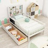 Single Size Solid Wood Platform Bed w/ 2 Storage Drawers