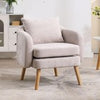 Grey Accent Armchair Chenille Lounge Chair with Wood Legs for Living Room