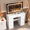 Large Dressing Table with 7 Drawers LED Dimmer Mirrow Makeup Desk Vanity Morden