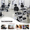 Reclined Salon Chair Vintage Barber Chair W/ Adjustable Height-Black
