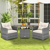 3 Piece Patio Rattan Sofa Set Outdoor Wicker Conversation Set-White