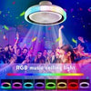 RGB LED Ceiling Fan With Lights Smart Remote Control APP Control Timing Dimmable