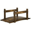 5FT Wooden Garden Bridge with Planters Stained Finish Arc Footbridge for Pond