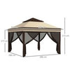 3 x 3(m) Pop Up Gazebo Tent with Netting, Height Adjustable, Beige