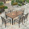 Home Dining Table Outdoor Rectangular Patio Table w/Umbrella Hole Garden