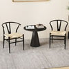 Wishbone Dining Chair Set of 2 Modern Weave Armchairs-Black+Natural