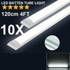 10x 4FT 1200mm Slim LED Batten Tube Light Ceiling Strip Bar Garage Light White