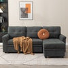 New 3 Seater Pull-Out Reversible Chaise Sofa Bed with Storage,Grey Linen Fabric