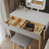 Modern Dressing Table Set with Light Mirror Stool Makeup Desk with Drawer Grey
