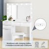 White Dressing Table with LED Lights Mirror Stool Drawers Vanity Makeup Desk Set