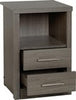 Grey Wood Grain 2 Drawer Bedside Chest W40cm X D40cm X H61cm LACEY