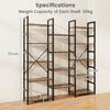 Heavy-duty Metal Frame Bookcases w/ 14 Open Shelves-Brown