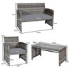 PE Rattan 4 Pieces Patio Furniture Set w/ Cushions-Grey