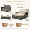 Patio Rattan Daybed Set w/Footstool & Storage-Brown