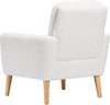 White Lounge Armchair Upholstered with Wood Legs for Living Room Bedroom