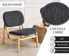 Retro Wooden Lounge Chair Grey Chenille Armchair for Living Room Decor